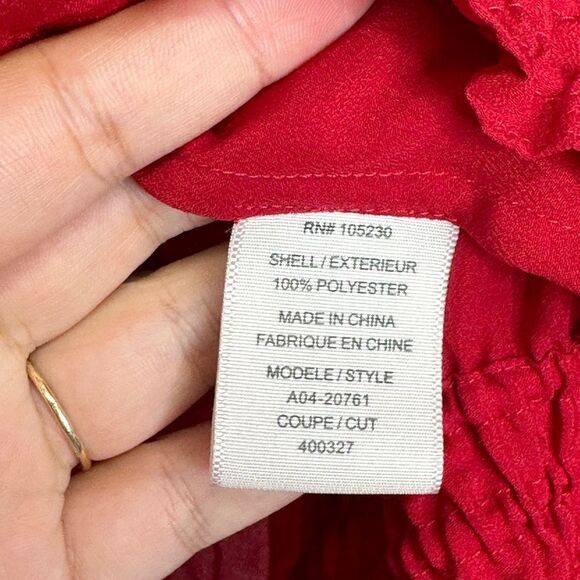 Joie Women’s Red Off Shoulder Tie Up Front Blouse Size Medium - Picture 8 of 8